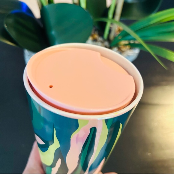 Starbucks Pink Luster Ceramic Tumbler Siren Waves Hot Reusable Travel Cup New - Picture 8 of 16